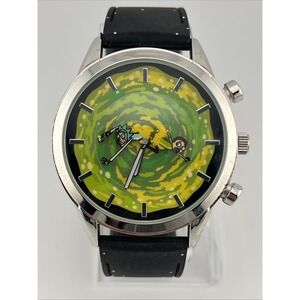 Rick and Morty Portal Watch Unisex 45mm Silver Tone Adult Swim- New Battery